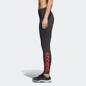 Adidas Essentials Linear Grey  Leggings with‎ Red Logo